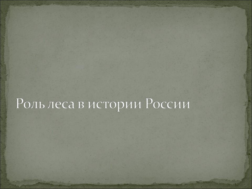 Роль леса в художественном сознании русского народа в экономике и культуре России