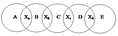 Подпись:        A     Xa      B    Xb     C    Xc     D    Xd     E
